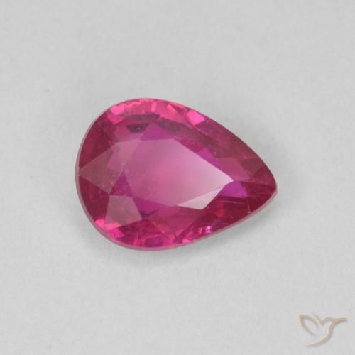 Rubis Rouge léger naturelle En forme de poire, 0.81 ct, SI