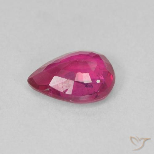 Rubis Rouge léger naturelle En forme de poire, 0.81 ct, SI