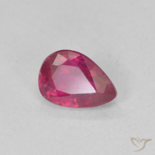 Rubis Rouge léger naturelle En forme de poire, 0.93 ct, VS-SI