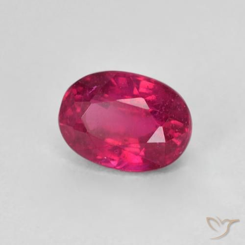 Rubis Rose rougeâtre profond naturelle ovale, 1.43 ct, VS