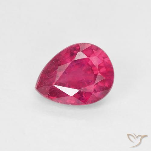 0.90ct Naturel Rouge Rosâtre Rubis, En forme de poire, VS