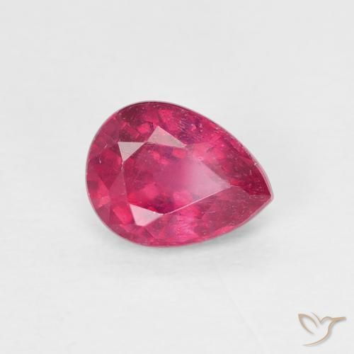 Rubis Rouge Rosâtre naturelle En forme de poire, 0.90 ct, VS