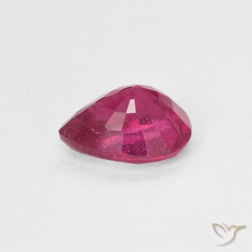 Rubis Rouge Rosâtre naturelle En forme de poire, 0.90 ct, VS