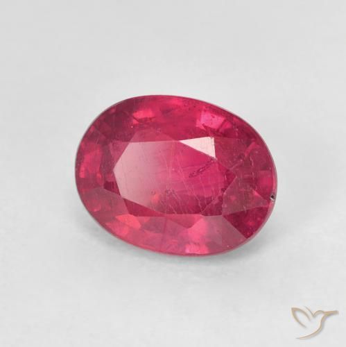 Rubis Rouge Rosâtre naturelle ovale, 1.95 ct, VS