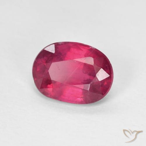 Rubis Rose rougeâtre profond naturelle ovale, 1.58 ct, VS