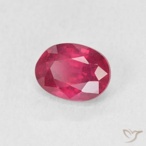 Rubis Rouge Rosâtre naturelle ovale, 1.15 ct, VS