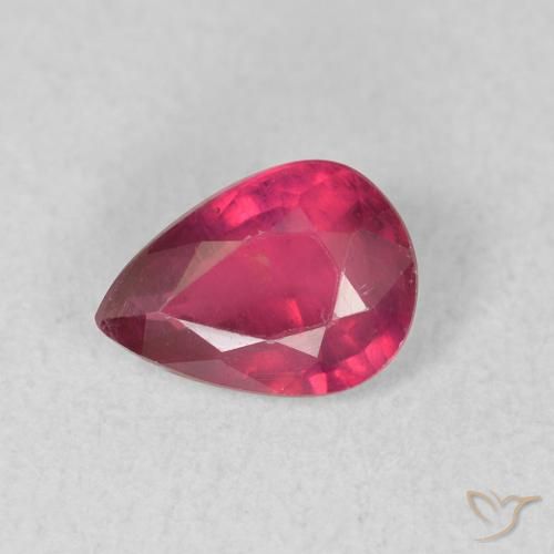 0.90ct Naturel Rouge léger Rubis, En forme de poire, VS