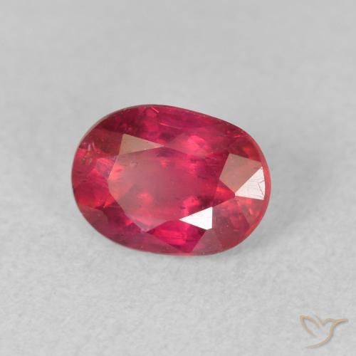 Rubis Rouge Rosâtre naturelle ovale, 1.13 ct, VS