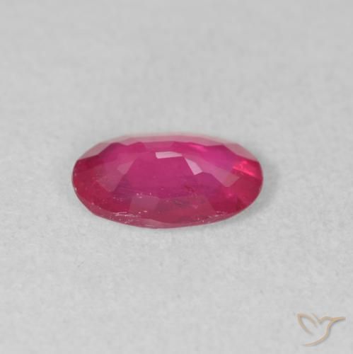 Rubis Rose rougeâtre naturelle ovale, 0.93 ct, VS-SI