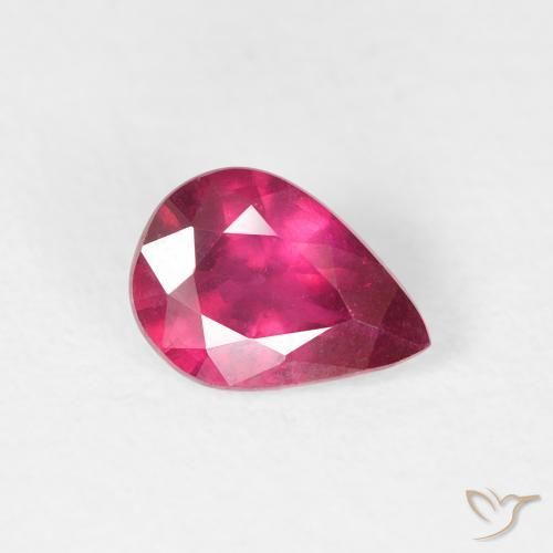 Rubis Rouge foncé naturelle En forme de poire, 0.89 ct, VS