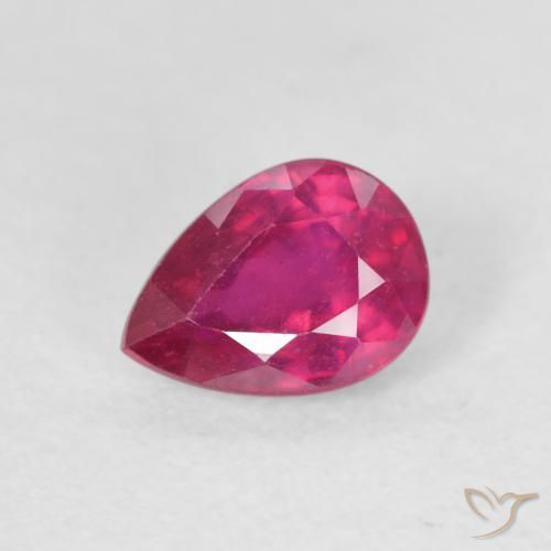 1.11ct Naturel Rouge léger Rubis, En forme de poire, VS