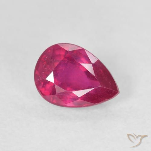 Rubis Rouge léger naturelle En forme de poire, 1.11 ct, VS