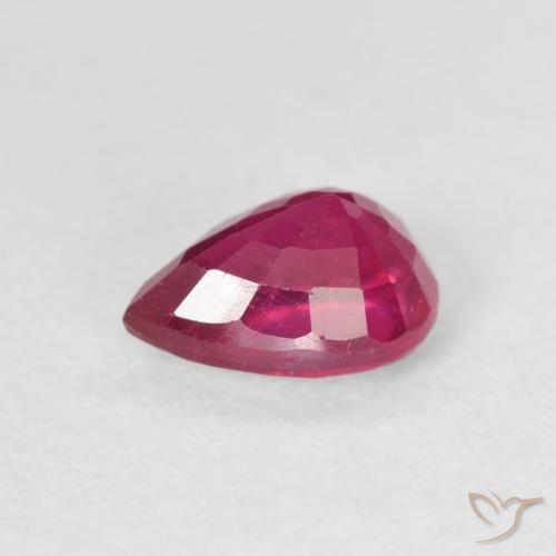 Rubis Rouge léger naturelle En forme de poire, 1.11 ct, VS