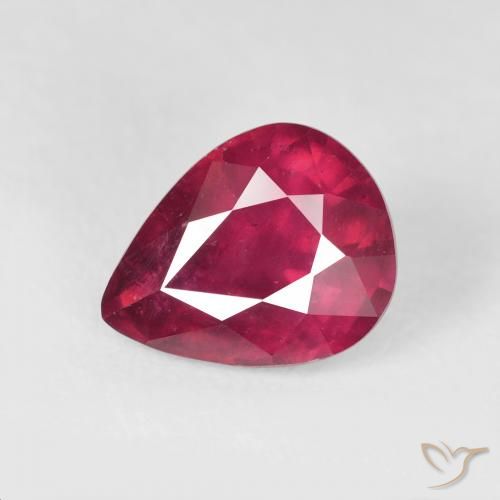 3.57ct Naturel Rouge Rosâtre Rubis, En forme de poire, VS