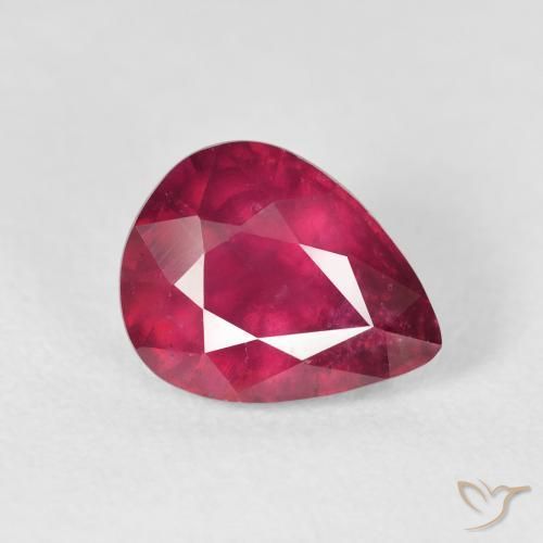 Rubis Rouge Rosâtre naturelle En forme de poire, 3.57 ct, VS