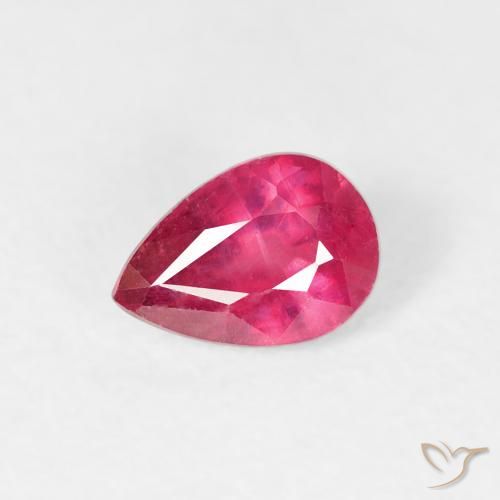 0.63ct Naturel Rouge léger Rubis, En forme de poire, VS-SI