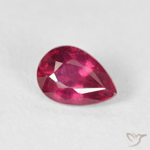 0.66ct Naturel Rouge Rosâtre Rubis, En forme de poire, VS-SI
