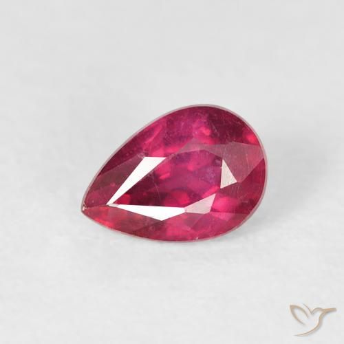 Rubis Rouge Rosâtre naturelle En forme de poire, 0.66 ct, VS-SI