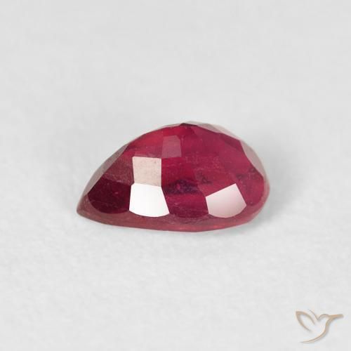Rubis Rouge Rosâtre naturelle En forme de poire, 0.66 ct, VS-SI