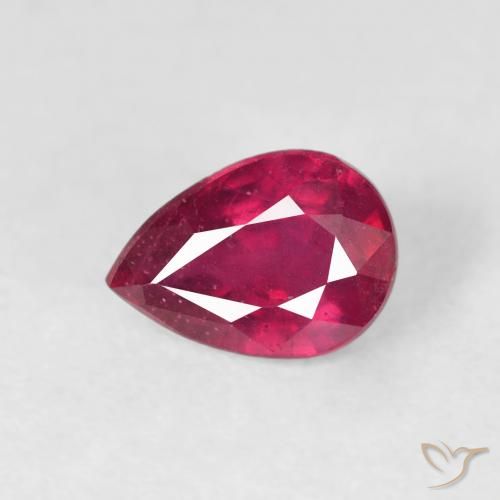 1.12ct Naturel Medium Dark-Red Rubis, En forme de poire, VS-SI