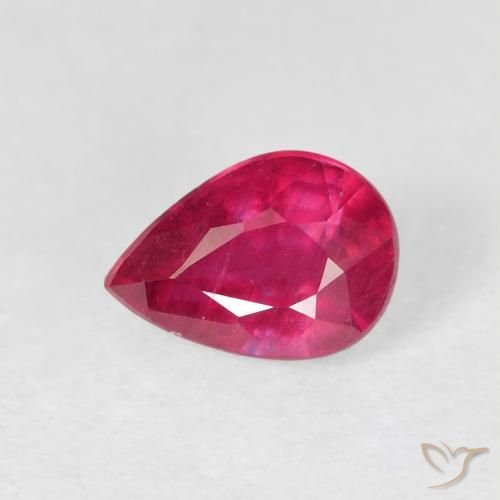 1.22ct Naturel Rouge léger Rubis, En forme de poire, VS-SI