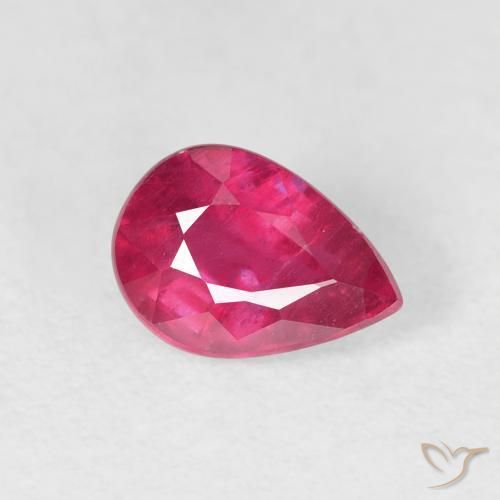 Rubis Rouge léger naturelle En forme de poire, 1.22 ct, VS-SI