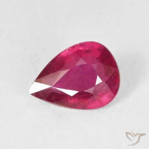 Rubis Rouge Rosâtre naturelle En forme de poire, 1.14 ct, VS-SI