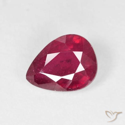 1.58ct Naturel Medium Dark-Red Rubis, En forme de poire, VS-SI