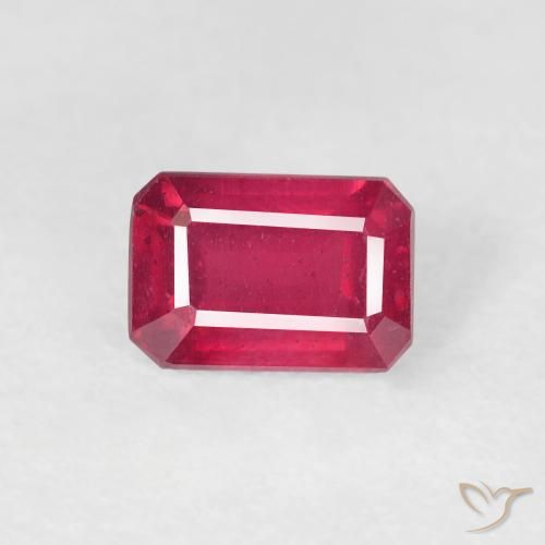 1.08ct Naturel Rouge confiture Rubis, Taille émeraude, VS
