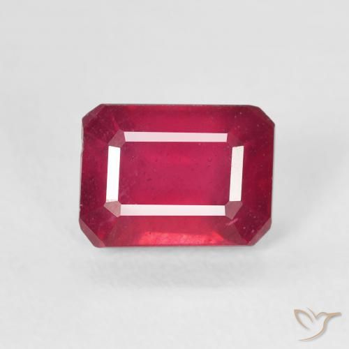 1.74ct Naturel Rouge confiture Rubis, Taille émeraude, VS