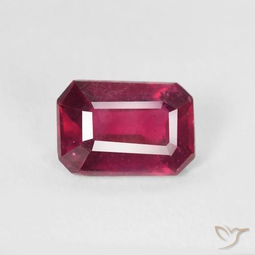 1.13ct Naturel Rose rougeâtre profond Rubis, Taille émeraude, VS
