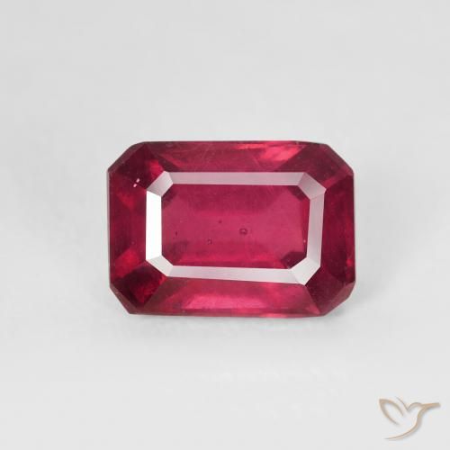 1.49ct Naturel Rouge foncé Rubis, Taille émeraude, VS