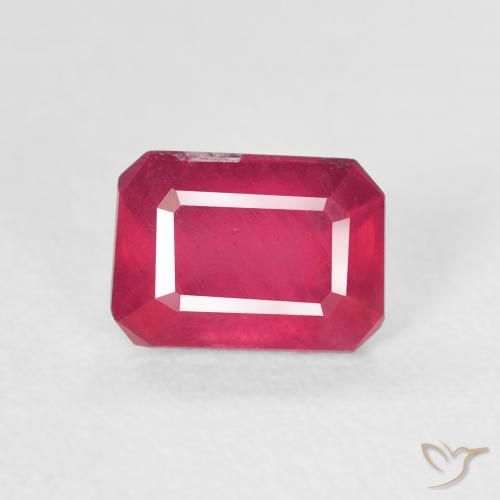 1.50ct Naturel Rouge léger Rubis, Taille émeraude, SI