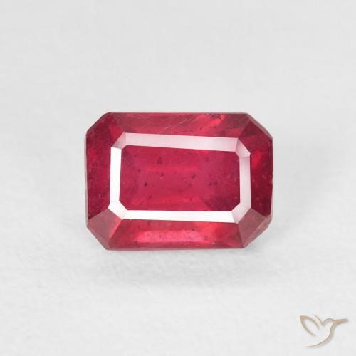 1.43ct Naturel Rouge confiture Rubis, Taille émeraude, VS