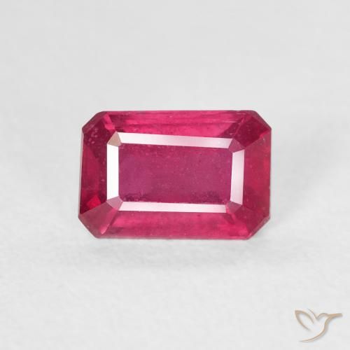 1.08ct Naturel Rose rougeâtre profond Rubis, Taille émeraude, VS