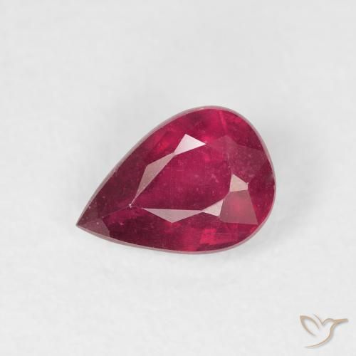 Rubis Medium Dark-Red naturelle En forme de poire, 1.03 ct, VS-SI