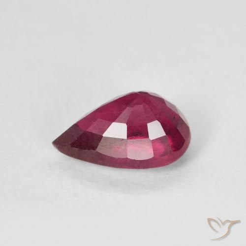 Rubis Rose rougeâtre profond naturelle En forme de poire, 1.02 ct, VS-SI