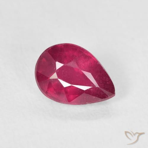 Rubis Rose rougeâtre profond naturelle En forme de poire, 1.11 ct, VS-SI