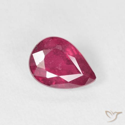 Rubis Rose rougeâtre profond naturelle En forme de poire, 1.01 ct, VS-SI