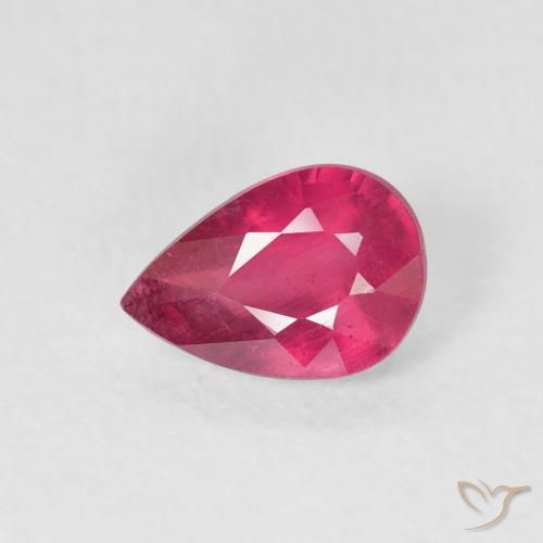 0.95ct Naturel Medium Dark-Red Rubis, En forme de poire, VS-SI