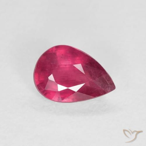 Rubis Medium Dark-Red naturelle En forme de poire, 0.95 ct, VS-SI