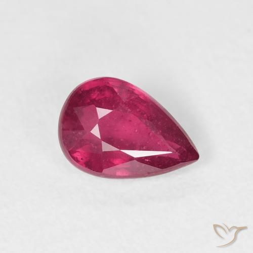 Rubis Rouge Rosâtre naturelle En forme de poire, 0.94 ct, VS-SI