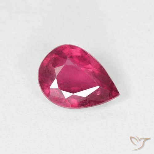 Rubis Rose rougeâtre naturelle En forme de poire, 0.91 ct, VS-SI