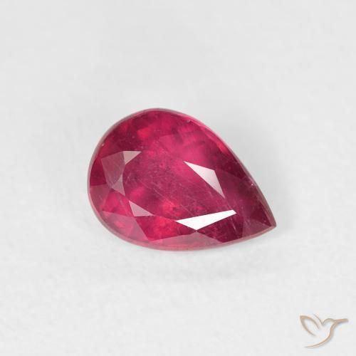 Rubis Rose rougeâtre profond naturelle En forme de poire, 0.94 ct, VS-SI