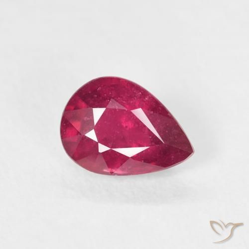 1.02ct Naturel Medium Dark-Red Rubis, En forme de poire, VS-SI