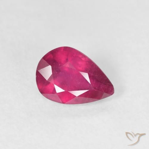 Rubis Rouge léger naturelle En forme de poire, 0.87 ct, VS-SI