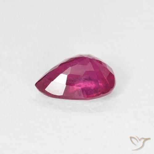 Rubis Rouge léger naturelle En forme de poire, 0.84 ct, VS-SI