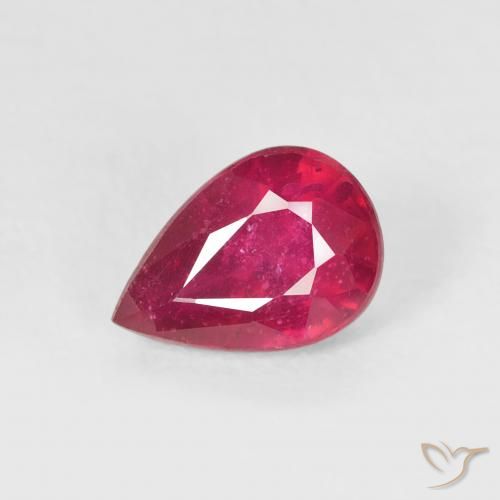 Rubis Rose rougeâtre naturelle En forme de poire, 1.11 ct, VS-SI
