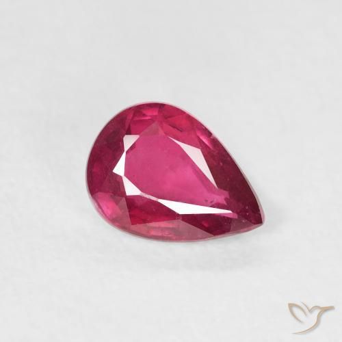 Rubis Rouge léger naturelle En forme de poire, 0.86 ct, VS-SI