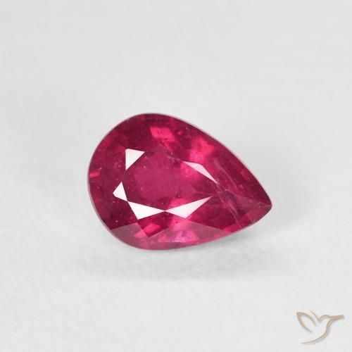 Rubis Rouge Rosâtre naturelle En forme de poire, 0.93 ct, VS-SI